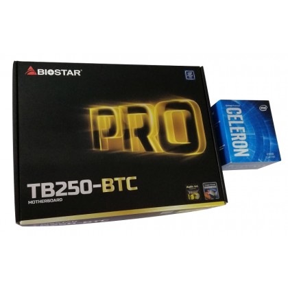 Biostar TB250-BTC LGA 1151 Intel B250 DDR4 5+1 GPU AMD Nvidia Crypto Mining Bitcoin Ethereum Motherboard + Intel Celeron G3930 Dual-Core 2.9 GHz Desktop Processor PROMO Package